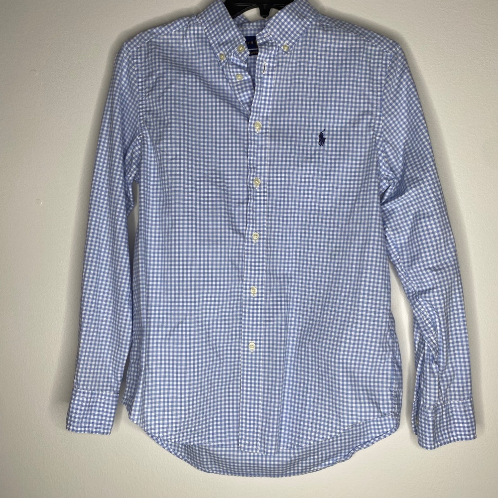 Ralph Lauren collared button down natural stretch boys shirt size large (14-16)